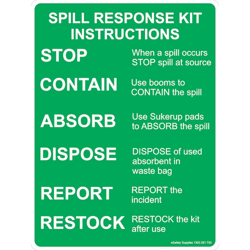 Instuction Sign Buy Spill Kit Instruction Sign - Non Reflective Safety Sign - MyDeal