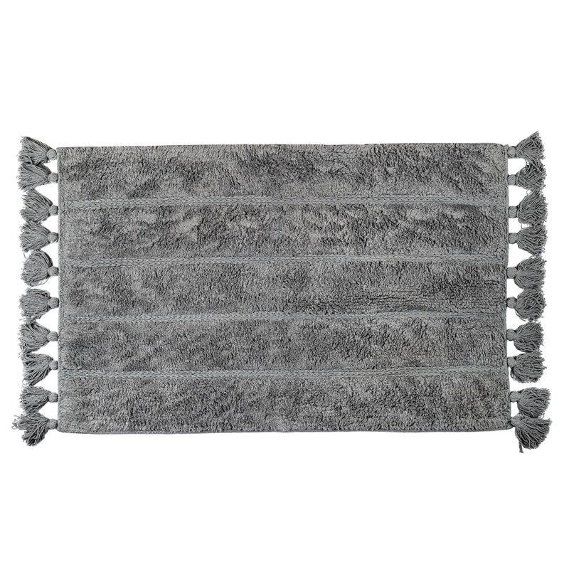 La'Grace Cotton Fringe Tufted Non-Slip Bathmat Charcoal Grey 50 x 80 cm