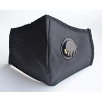 Adult Face Mask Black Reusable Washable Adjustable w Breathing Valve 3Ply