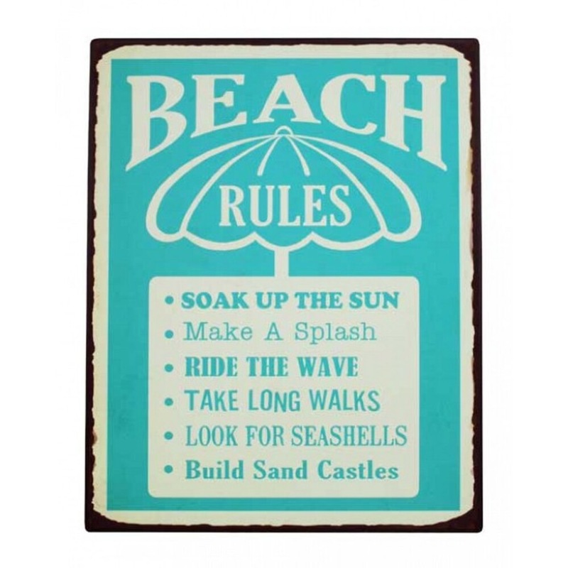 Buy Beach Rules Wall Art 40x30cm MyDeal