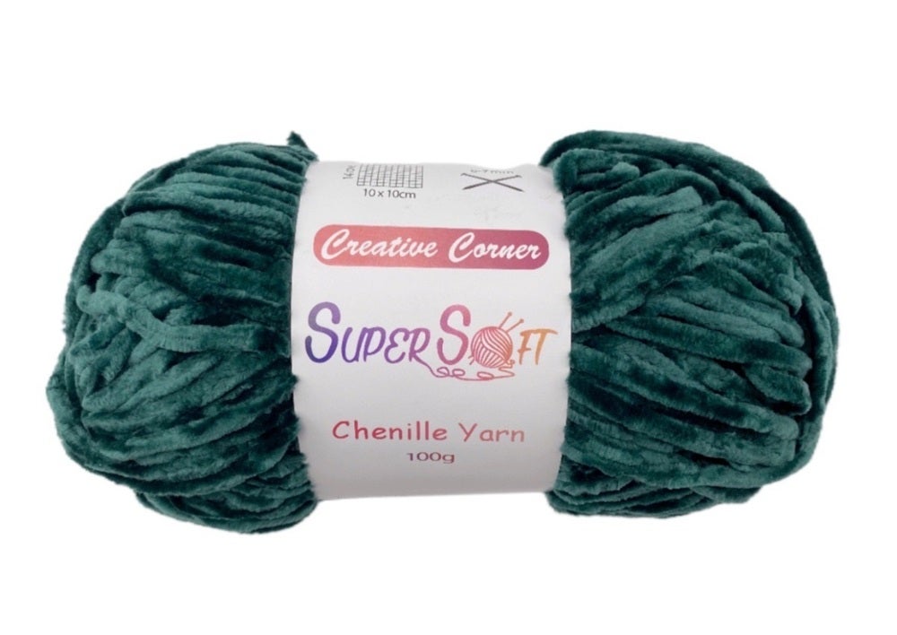 bulk 12 Green Super Soft Chenille Yarn 100G