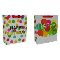 bulk 24 Large Foiled Happy Bday Gift Bag 2 Assort Party Wedding 26x32cm