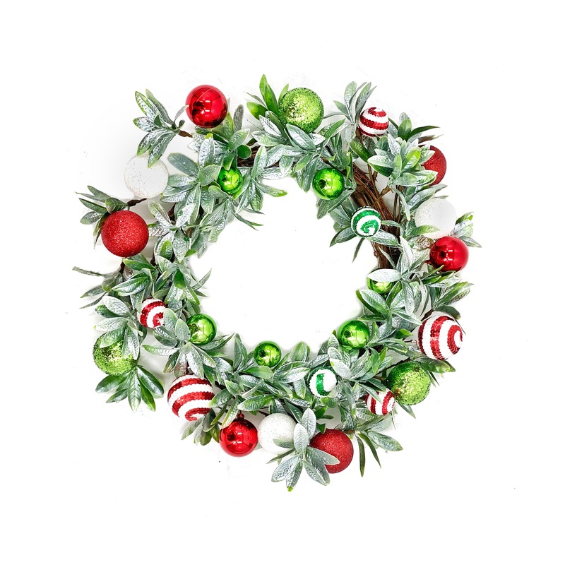 Buy bulk 3 Christmas Wreath Snow Green & Red Xmas Decor 10x45cm MyDeal