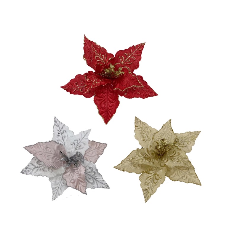 Buy bulk 36 Christmas Artificial Poinsettia Flower 4 Assort 28x18cm MyDeal