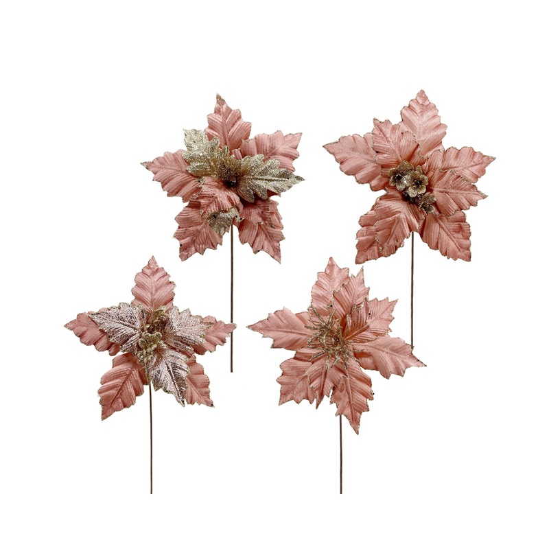 Buy bulk 36 Xmas Poinsettia Pretty in Pink Deco 4 Assorted 26x40cm MyDeal