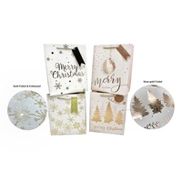 bulk 48 Medium Foiled Xmas Gift Bag 4 Assort Present 18x23cm