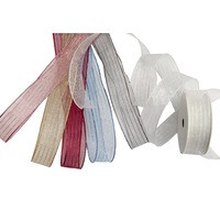bulk 48 Metallic Striped Organza Ribbon Assort Wrap 300x2cm