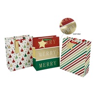bulk 48 Small Merry Deluxe Foiled Xmas Gift Bag Sml 3 Assort Present 11x14cm