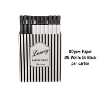 bulk 50 Rolls Gift Wrap 3.8cm Core White N Black 70x3cm