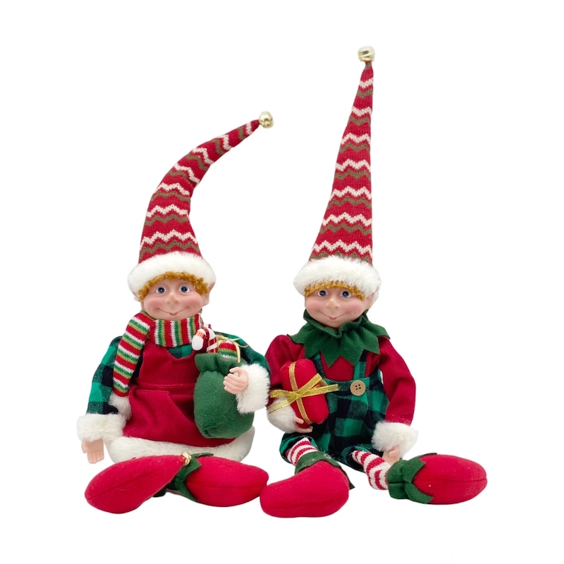 Buy bulk 6 Xmas Mr Mrs Elf Shelf Dolls W Dangling Legs 2 Assort ...