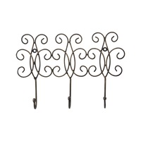 Fleur 3 Hook Wall Hanging Iron 31x22cm