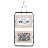 Hanging 2 Photo frame 4X6in Black N Natural 20x38cm