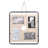 Hanging 4 Photo frame 4X6in Black N Natural 34x39cm