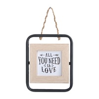 Hanging 4X4in Photo Frame Black N Natural 15x20cm