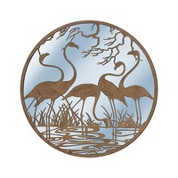Large Lasercut Flamingos w Mirror Wall art, 60cm