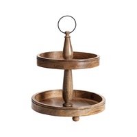 Handcrafted Mangowood Two Tier Cupcake Stand 35X39Cm