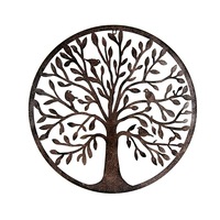 Round Tree of Life w Birds Metal Wall art, 60cm
