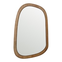 Mid-Century Asymmetric Wood-Framed Wall Mirror 40x62cm