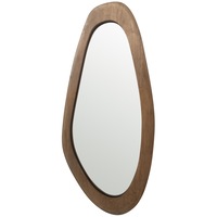 Mid-Century Asymmetric Wood-Framed Wall Mirror 41x85cm