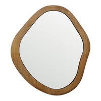 Mid-Century Asymmetric Wood-Framed Wall Mirror 53x60cm