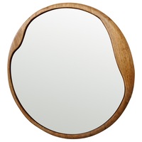 Mid-Century Asymmetric Wood-Framed Wall Mirror 60cm