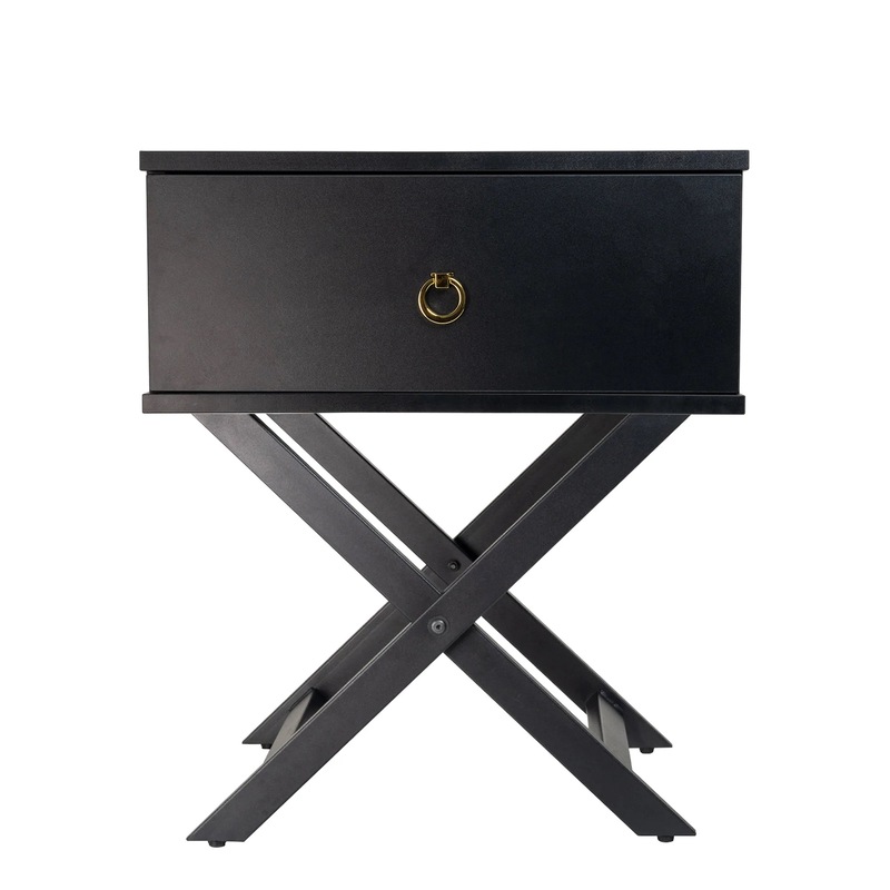Buy Minya Bedside Table Black 50x58cm MyDeal
