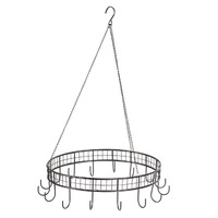 Round Hanging Circle w Hooks Metal 40x10cm