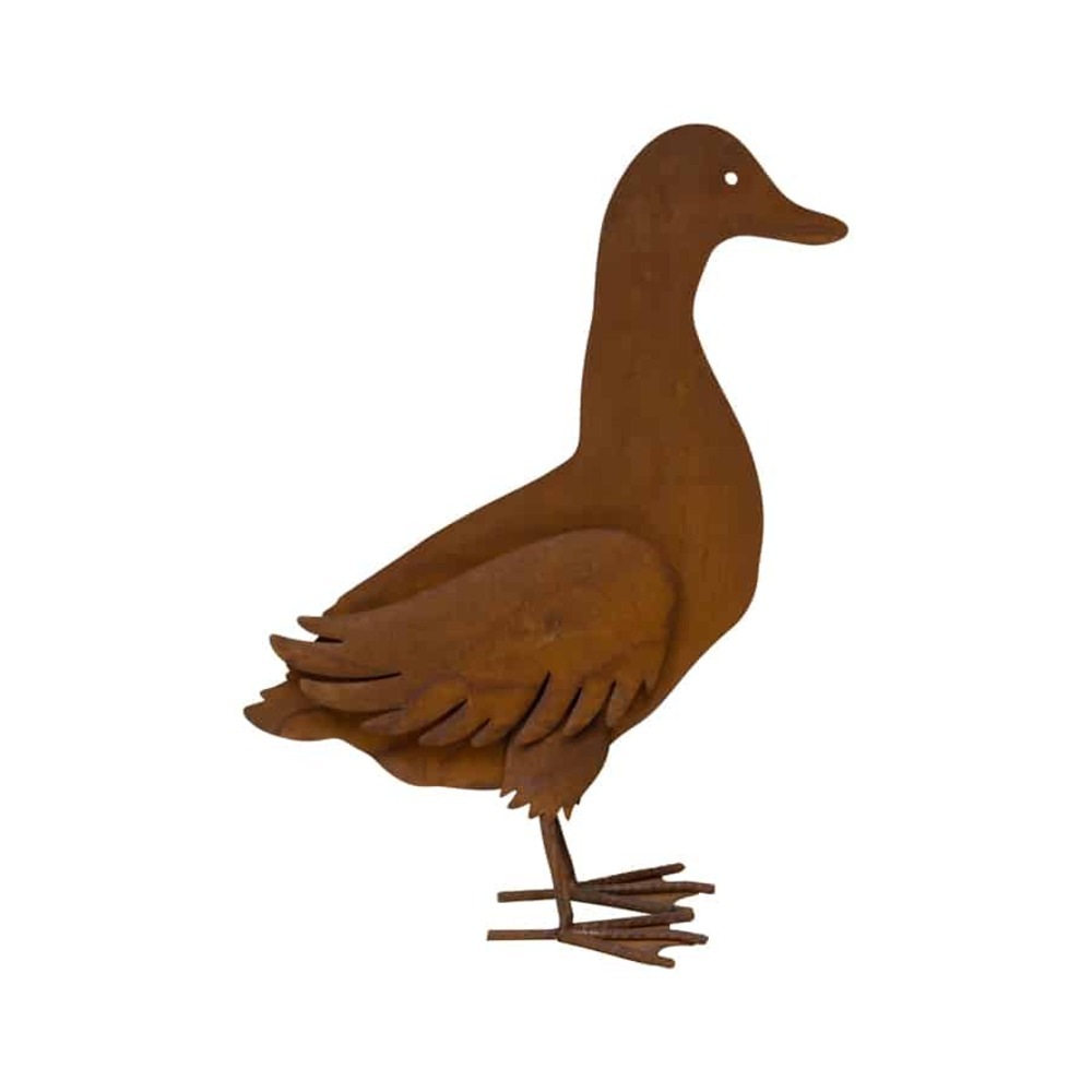 Buy Rust Metal Duck Garden Statue 32x40cm - MyDeal Australia