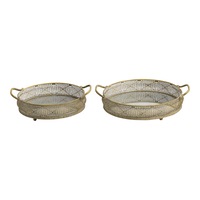 Set 2 Lustre Hive Mirrored Trays 41x10cm