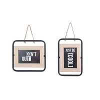 Set 2 Photo frame 4X6in Black N Natural 20x20cm