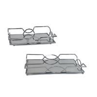 Set 2 Rectangle Silver Mirror Tray 31x5cm
