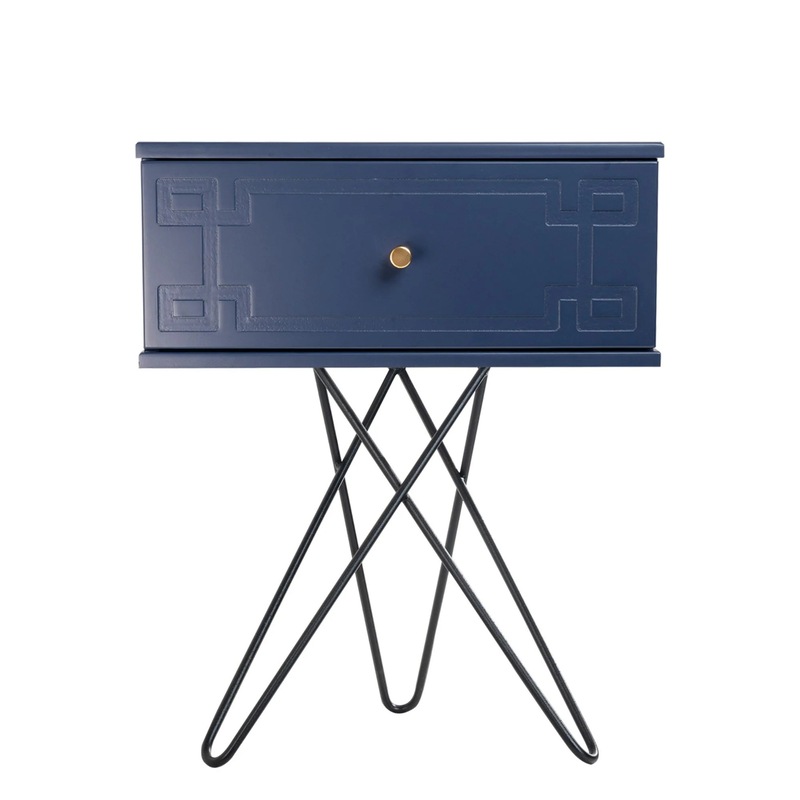 Buy Susie (Pattern) Bedside Table Navy Blue 50x61cm MyDeal