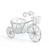 Distressed White Small Bicycle Metal Planter 25x18cm