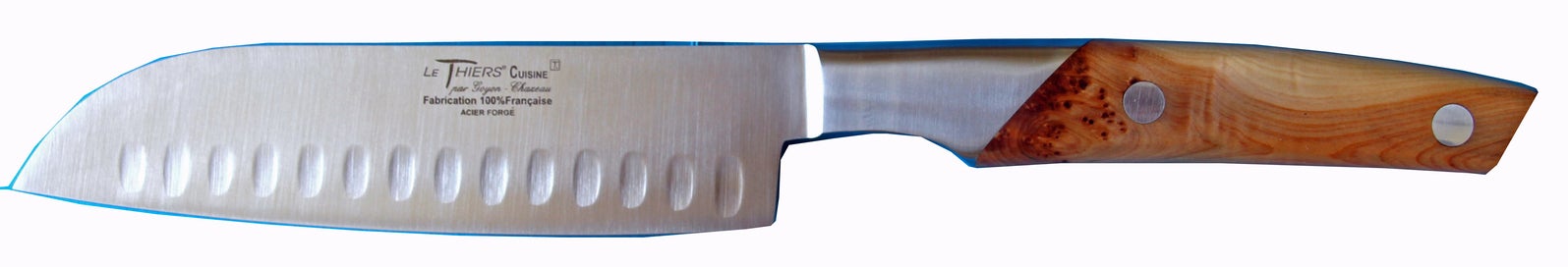 Goyon Chazeau GC7050 - 18cm Stainless Steel Santoku Granton Chefs Knife (Juniper Wood Handle)