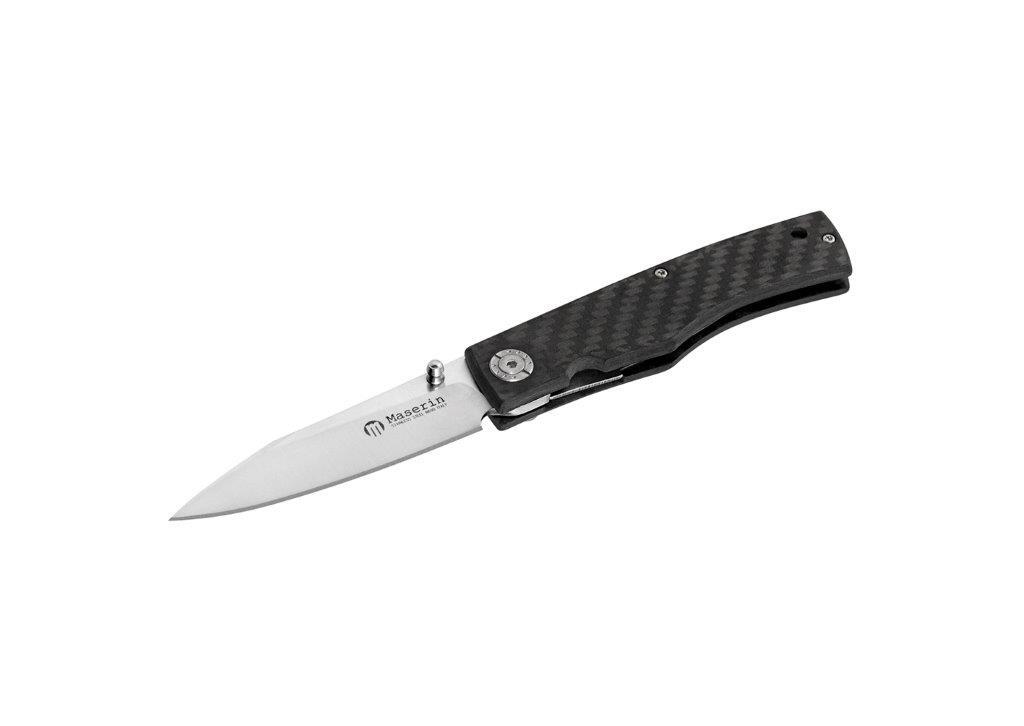 Maserin M392CN - 78mm Stainless Steel Folding Knife (Black Carbon Fiber Handle)