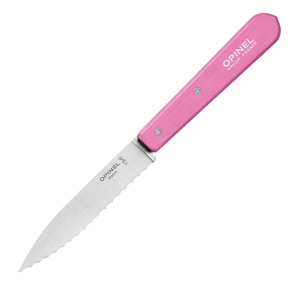 Opinel 002036 - 10cm Stainless Steel Serated Paring Knife (Fuchsia Handle)