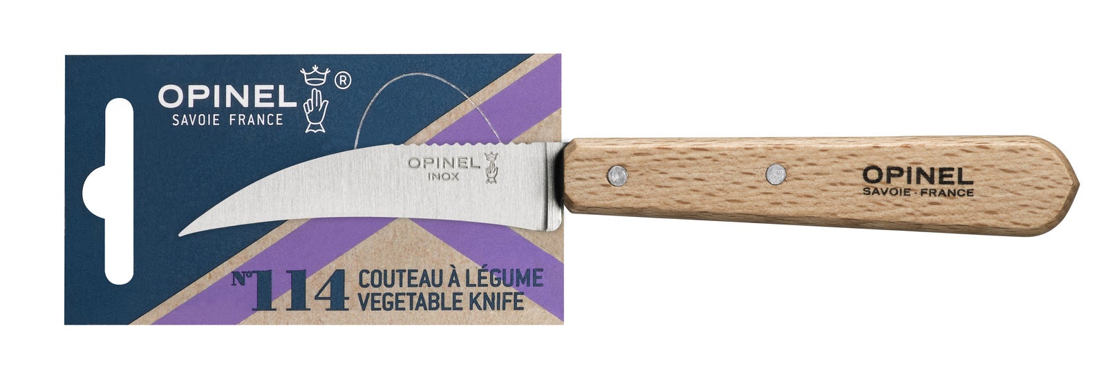 Opinel 001923 - 7cm Stainless Steel Curved Vegatable Knife (Hardwood Beech Handle)