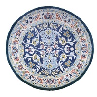 Kashan Mashad Round Hand Loomed Oriental Floor Rug - Blue