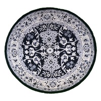 Kashan Mashad Round Hand Woven Oriental Rug - Gray 