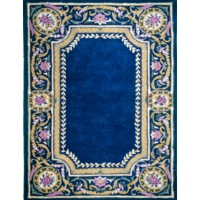 Traditional Harmony Border Hand-Tufted Navy Blue Wool Rugs