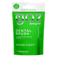 EARTH LOVIN' GO2 Dentagenie Dental Brushes cleans between teeth. Super Tight (Green) for Very Fine Gaps.