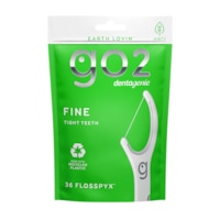 GO2 Dentagenie Fine Flosspyx for tight teeth. Earth Lovin'. Minty flavour. 36 Flosspyx