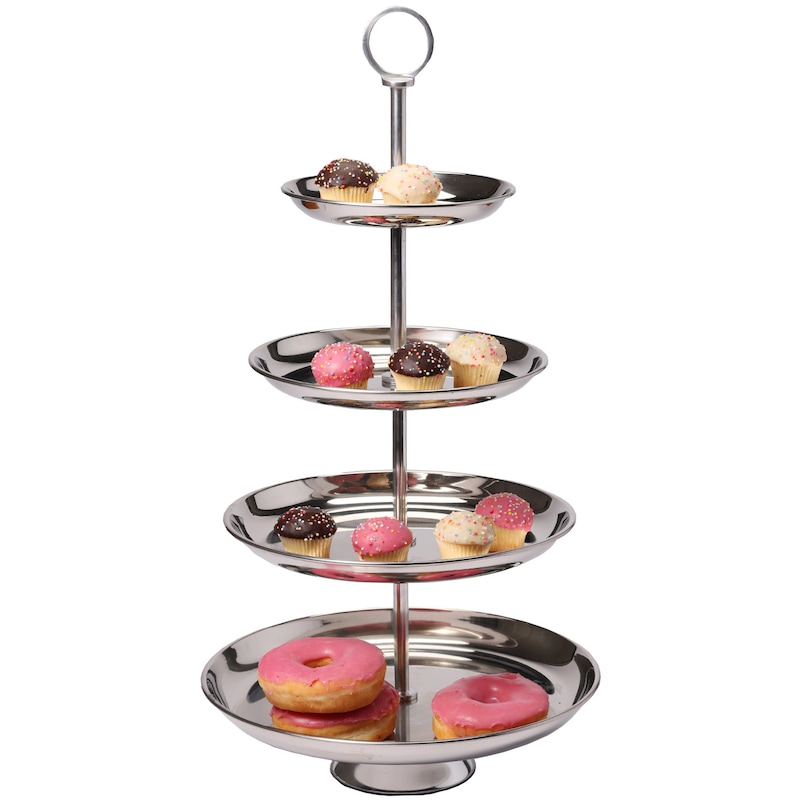 Buy Cake Stand 4 Tier Silver Cup Cakes - MyDeal