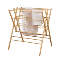 Bamboo Clothes Airer W Shape Foldable Rack Air Dryer Winged 14 Rails