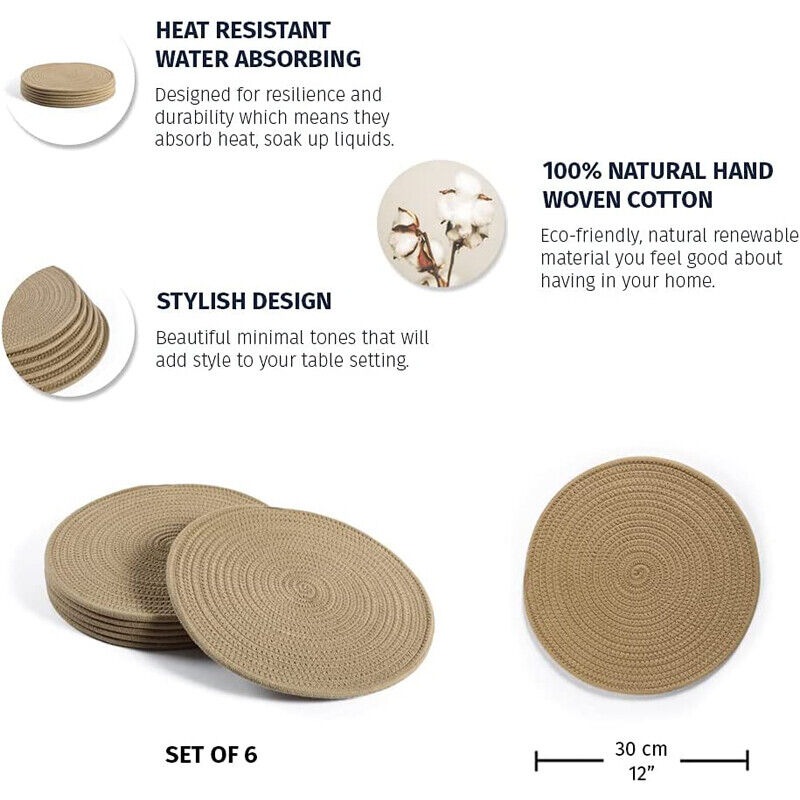 Buy 4PCS/6PCS Antislip Kitchen Placemats Trivet Weave Heavy Duty Table