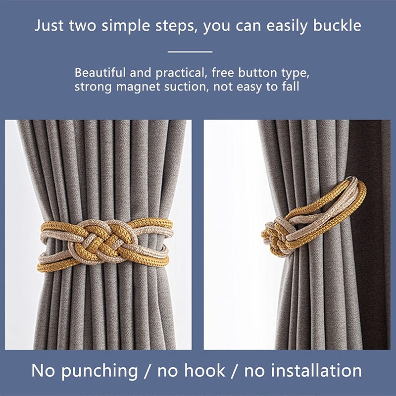 Magnetic Curtain Tiebacks Black Curtain Holder Curtain Clips Rope Back  Buckles Ties For Home Bedroom Office Decorative Curtain