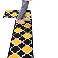 Non-Slip Kitchen NYLON Mat Rug Carpet Door Home Floor Thick Washable BLACK
