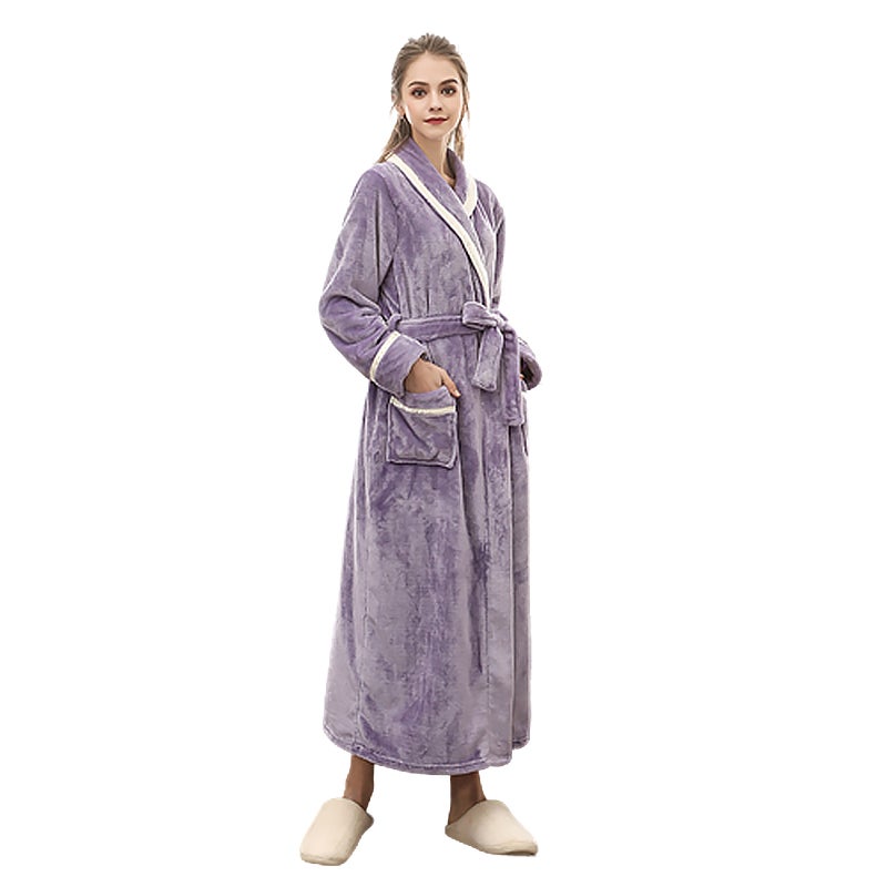 Buy Womens Bath Robe Fleece Dressing Gown Long Winter Warm Super Soft ...