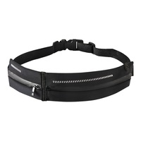 SPORX Double Pouch Slim Light Running Belt Zip Waist Pouch Black