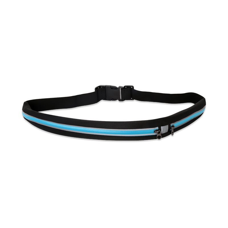 SPORX Extendable Stretch Mini Running Belt Zip Waist Pouch Black/Blue